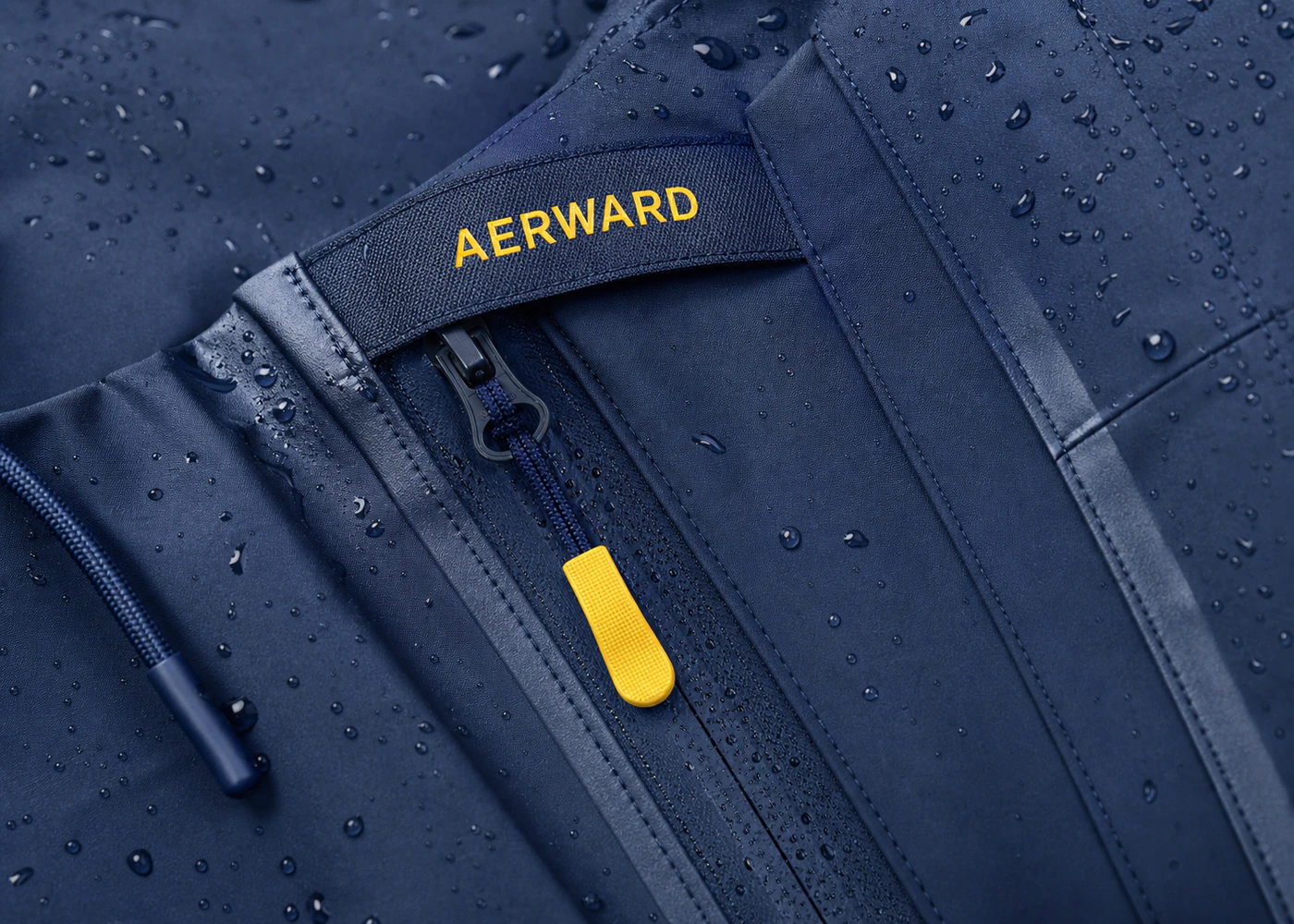 AERWARD 셸의 방수 지퍼와 실링 디테일