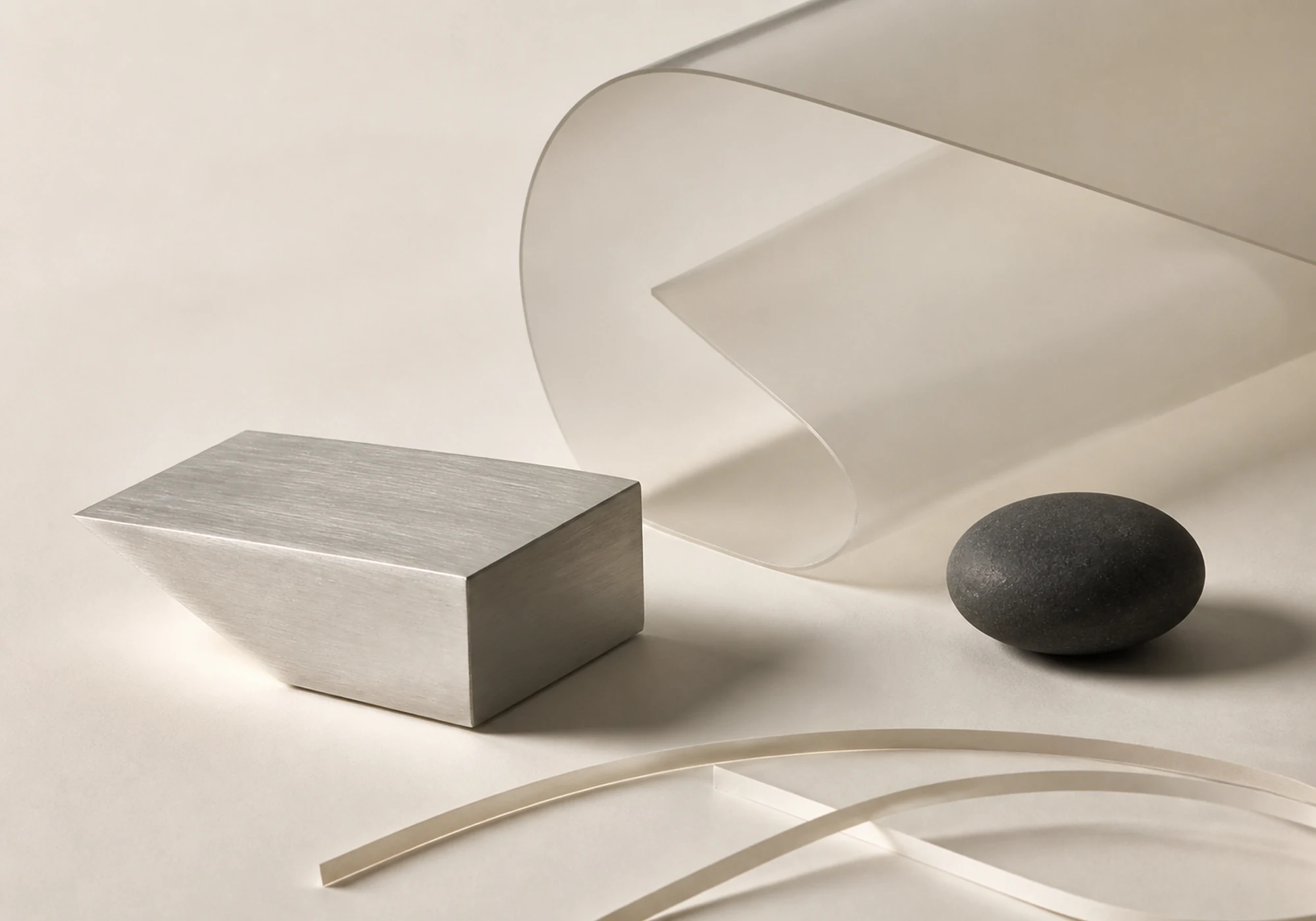 brushed metal and translucent material composition