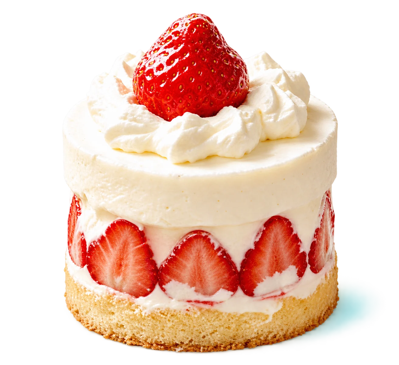 Cherry short mini cake with strawberries