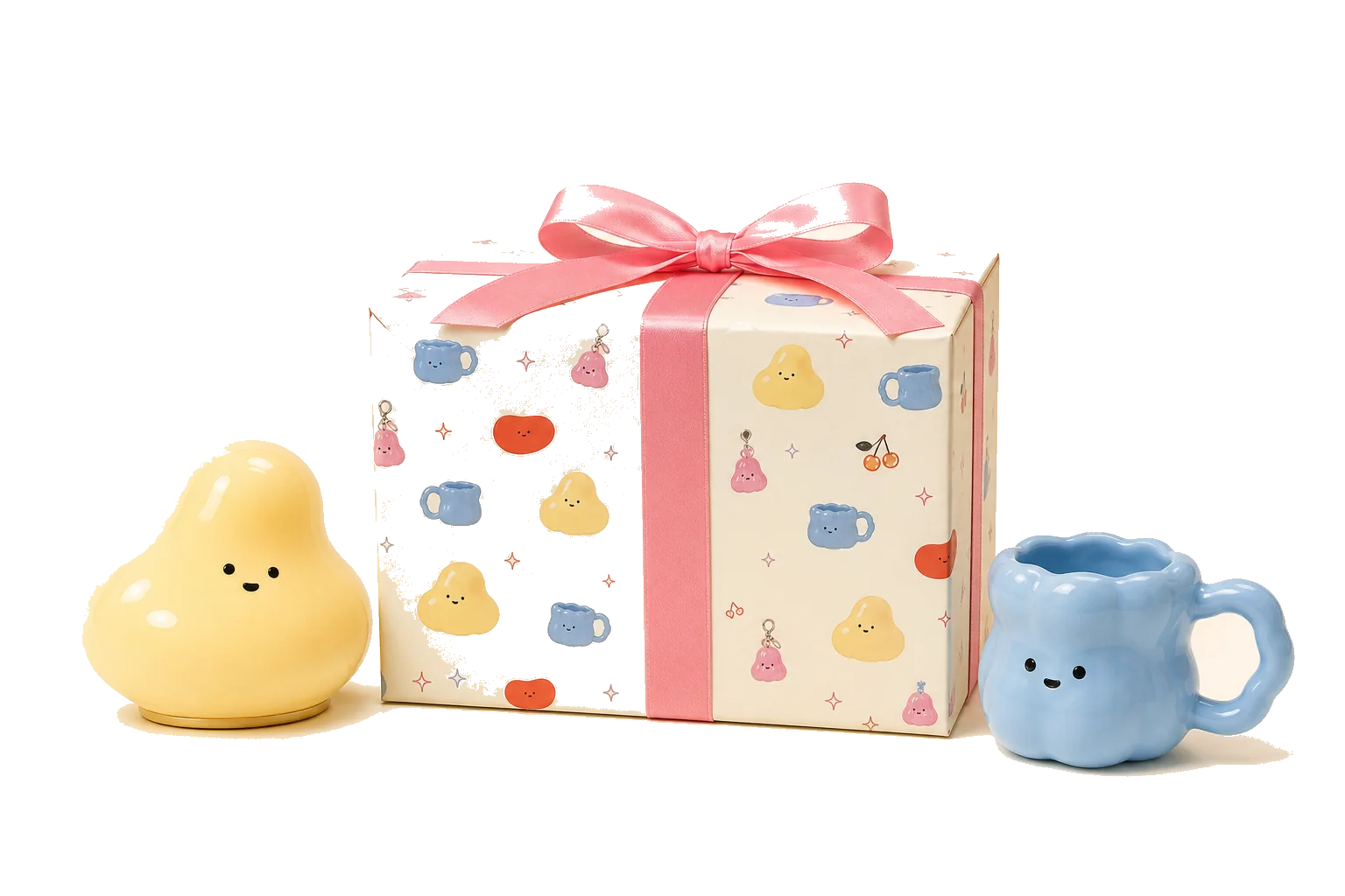 Tiny gift pack with blob pattern box and objects