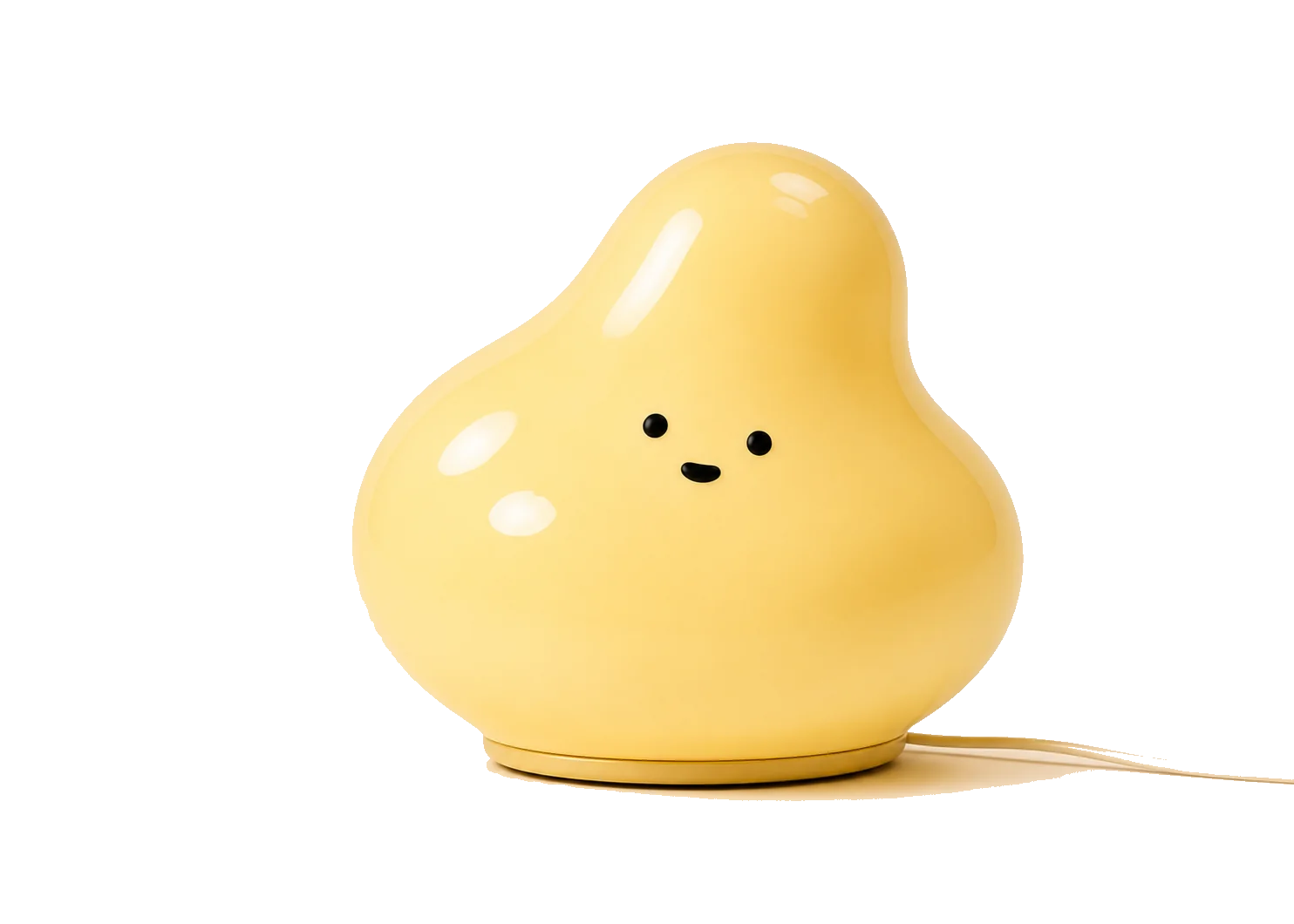 Large butter yellow blob lamp with a cute face