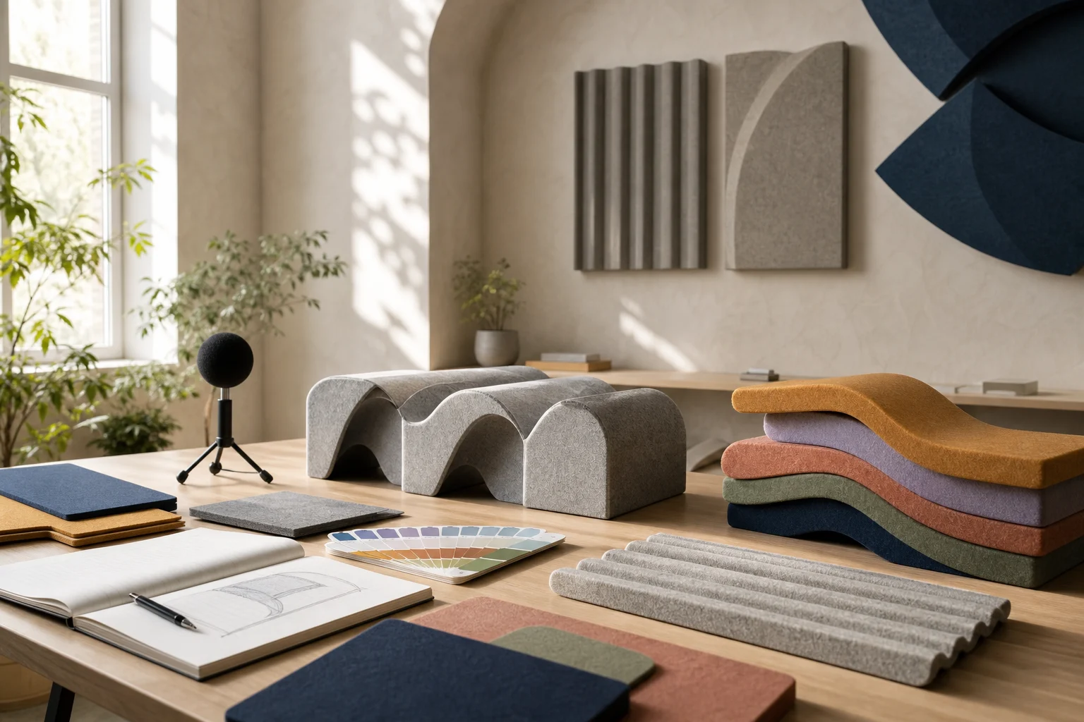 Home workspace with acoustic samples