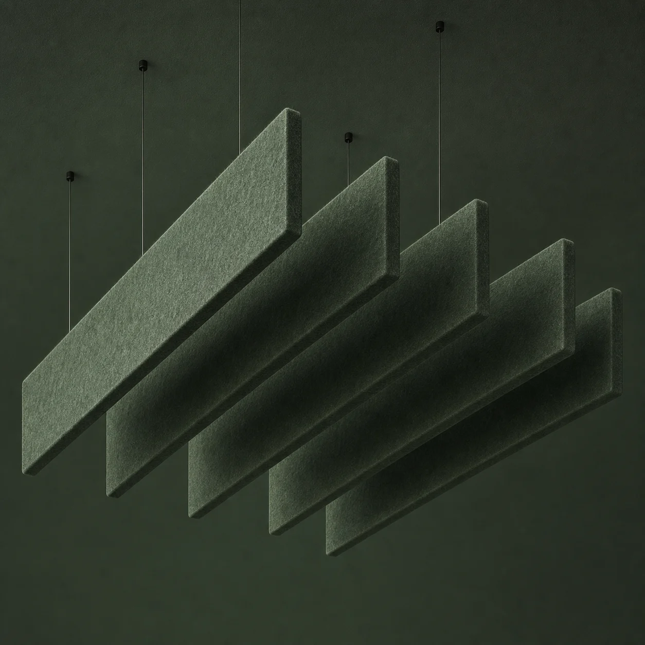 Green ceiling acoustic baffles