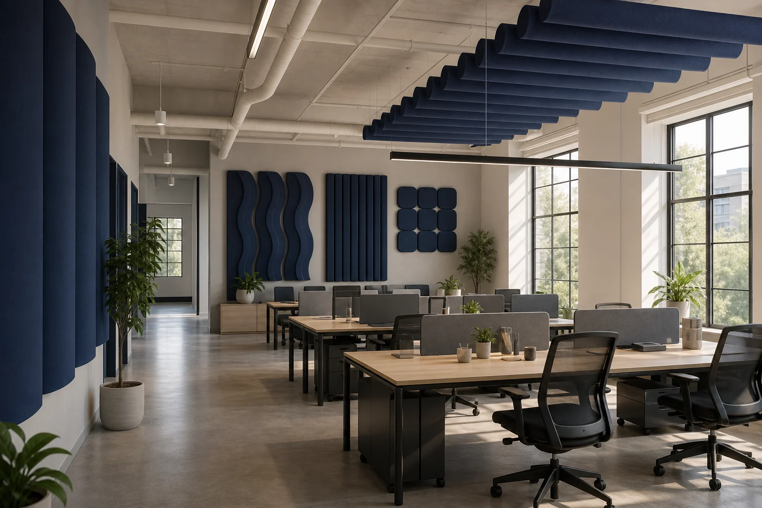 Office with acoustic panels