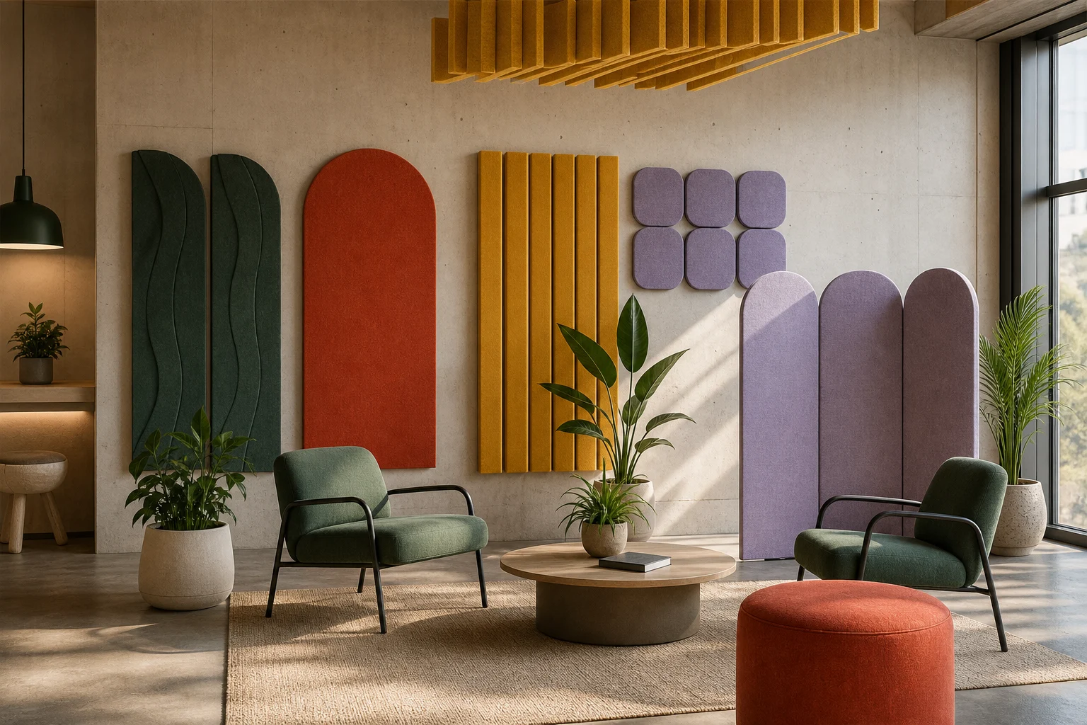 Studio with acoustic objects