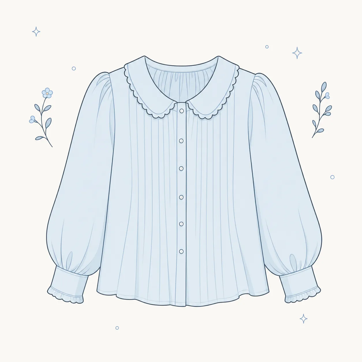 Powder blue Emma blouse illustration