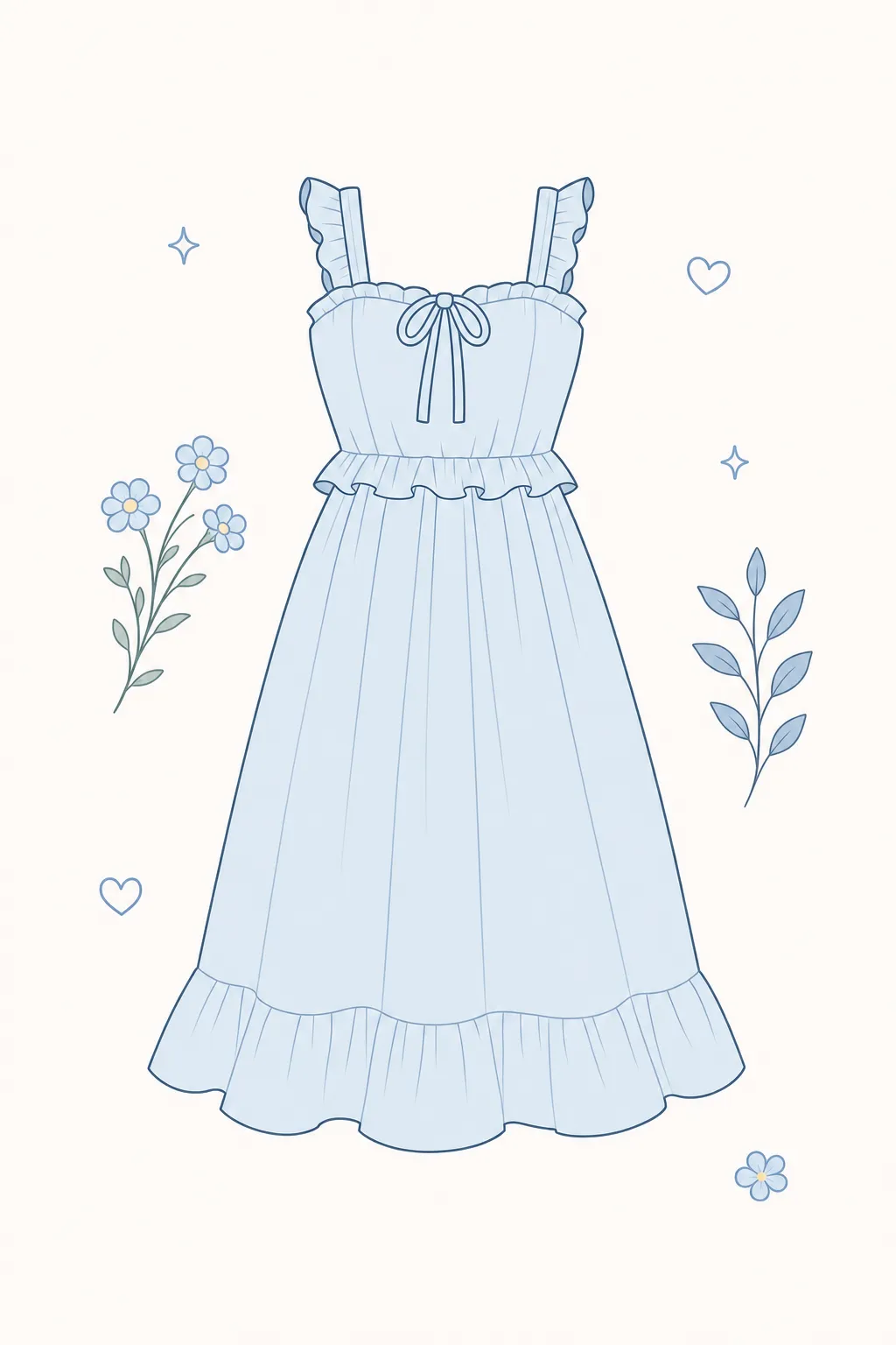 Powder blue Luna dress illustration