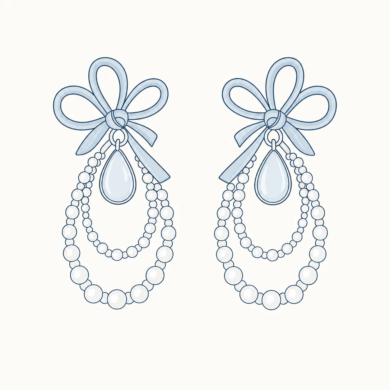 Pearl bow earrings illustration