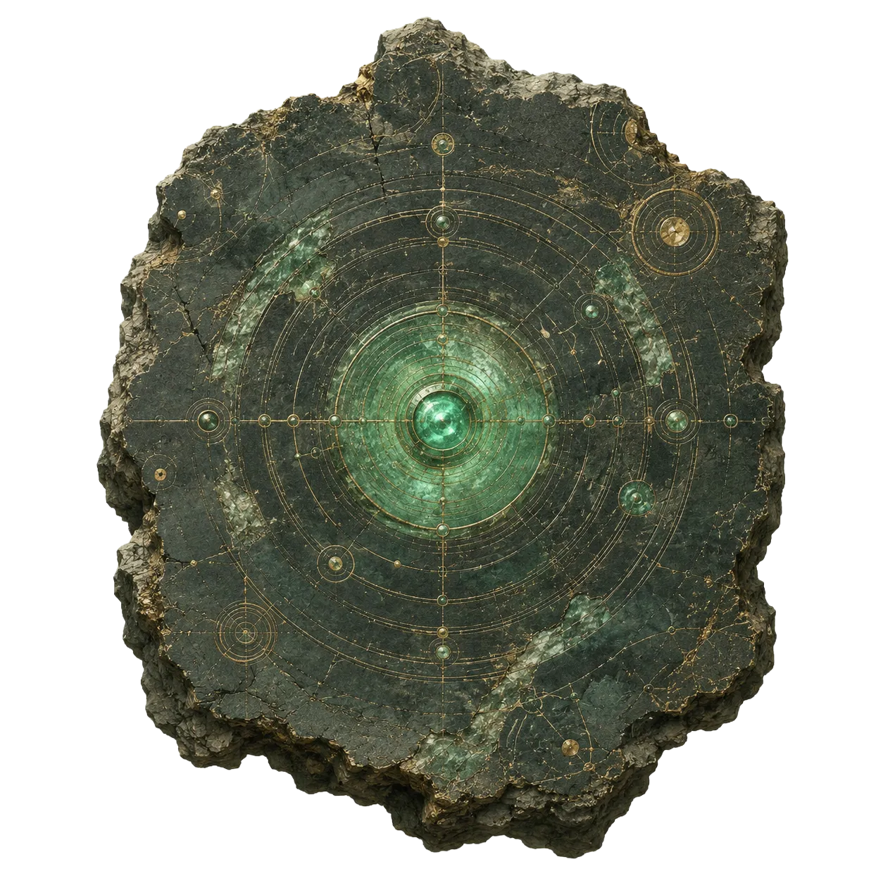 Floating stone relic slab with celestial engravings