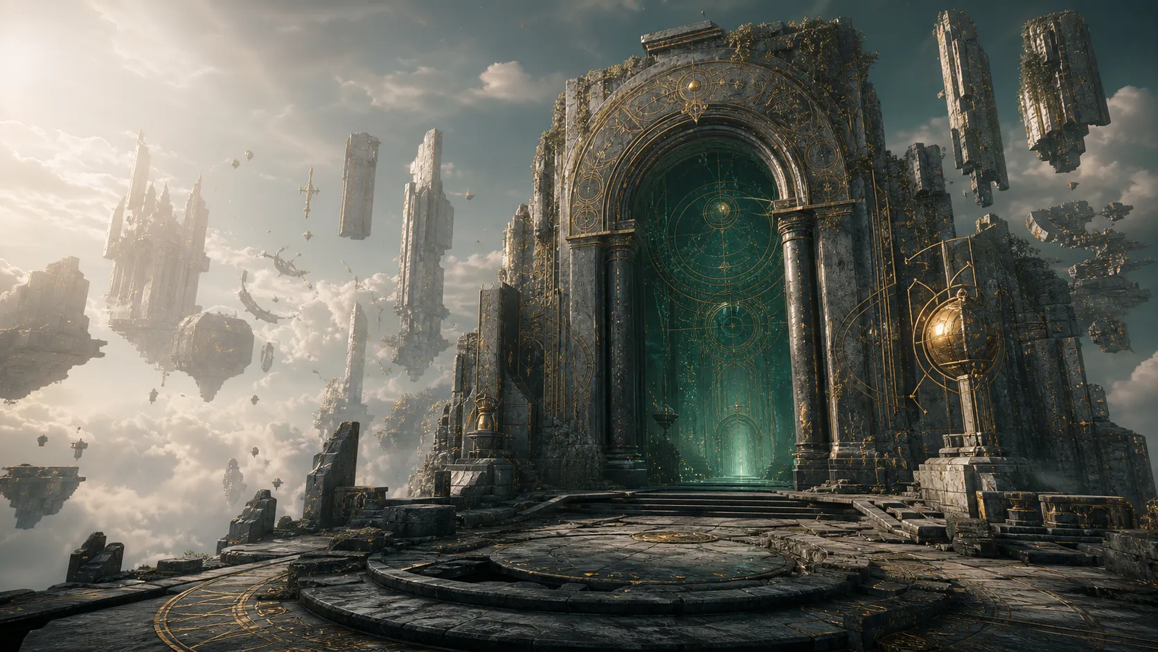 Ancient archive ruins and gate