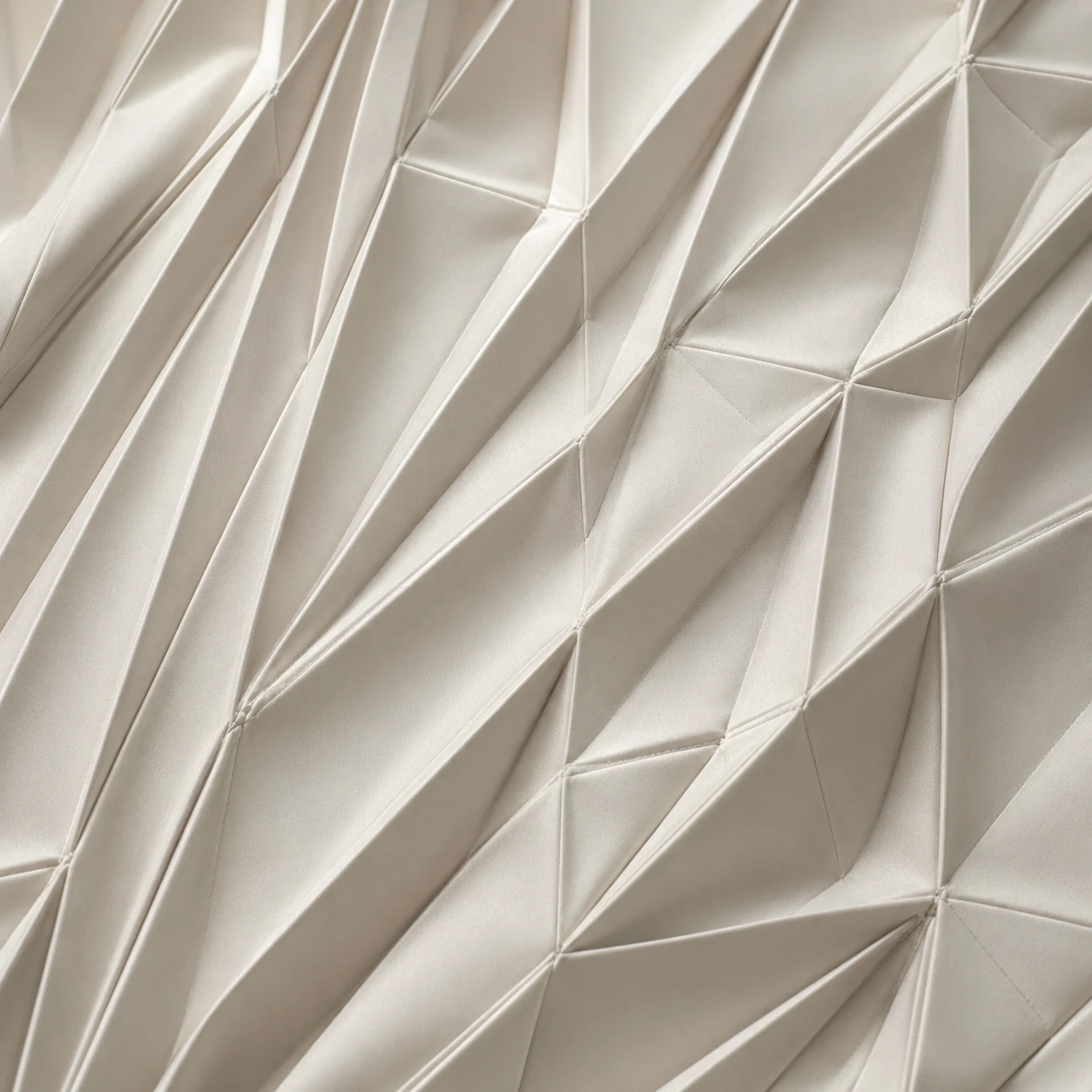 Mid-distance view of iridescent pleated textile