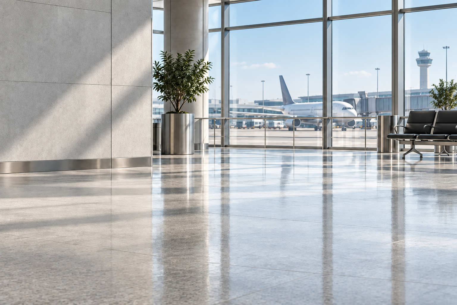 A calm departure gate with space for the next trip