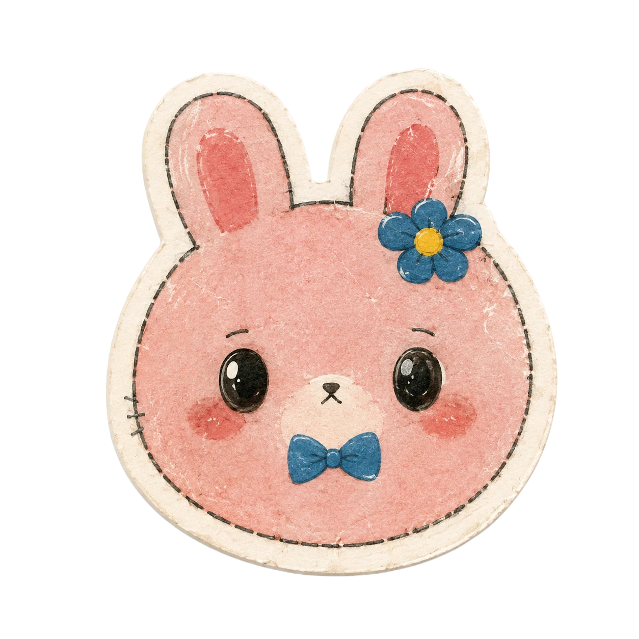 Preserved pink listener bunny sticker
