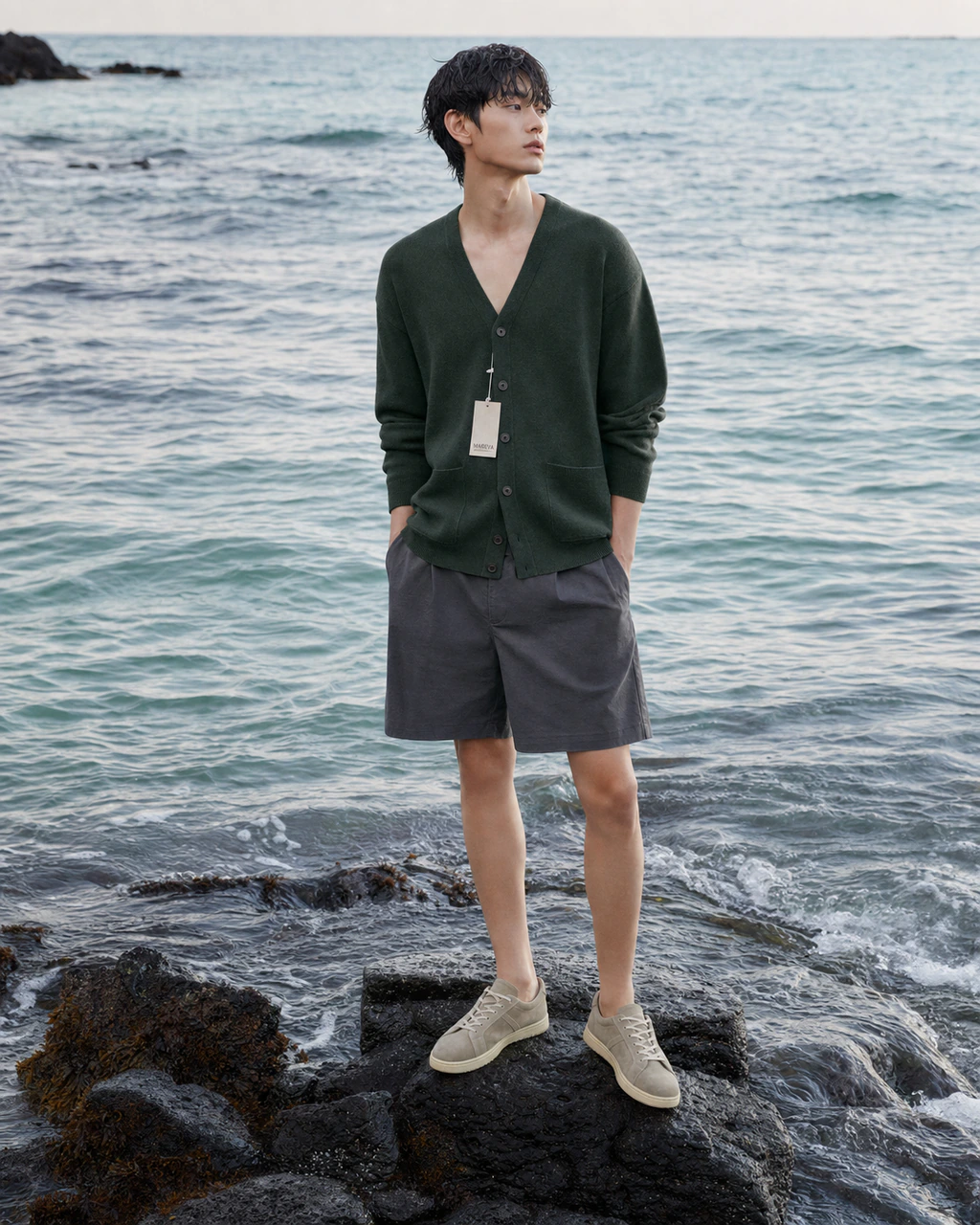 밀물의 켈프 카디건 룩