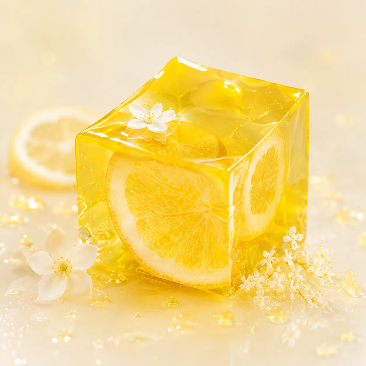 Sunflower Cube yellow citrus jelly dessert