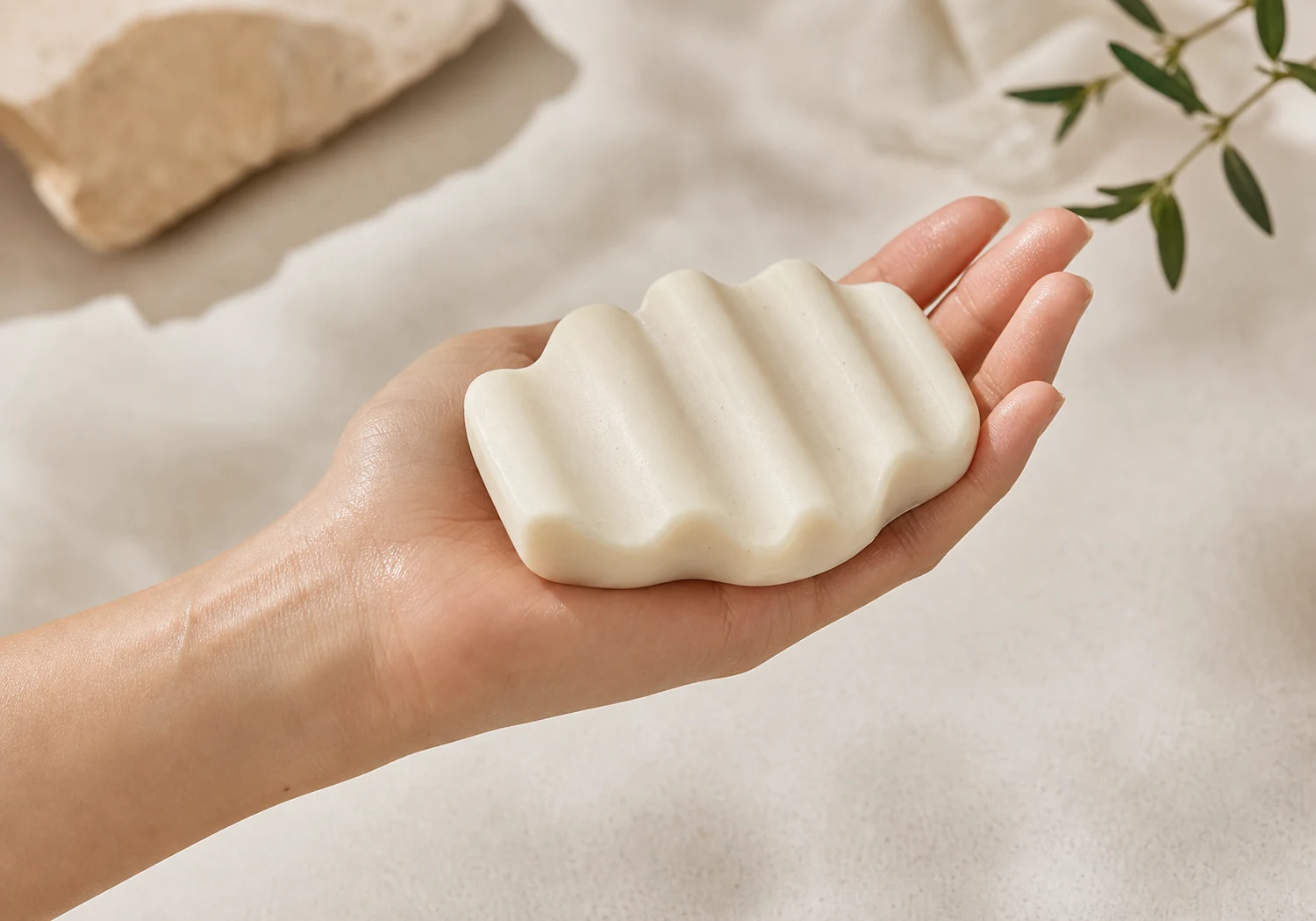 Soap held in hand