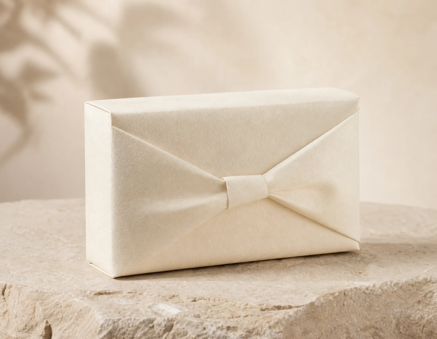 Single wrapped soap package on stone