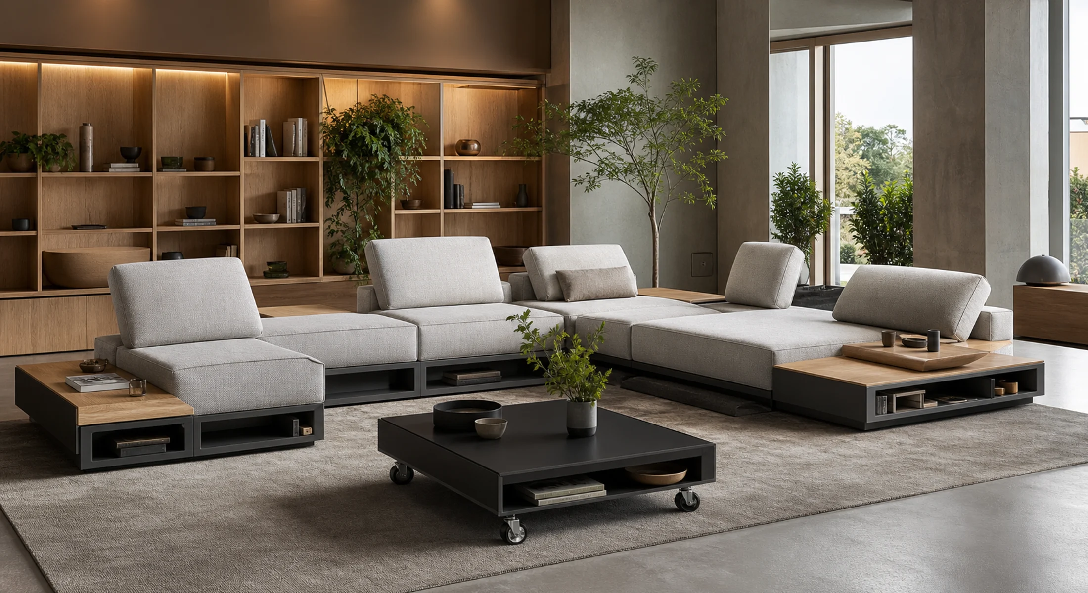 Shift Collection reconfigurable sectional sofa in a modular living room