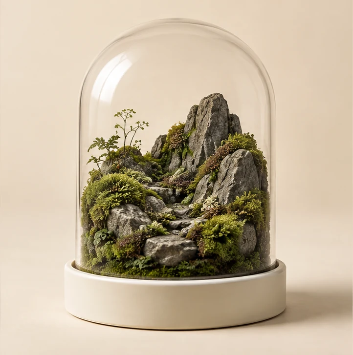 Stone Valley 유리 돔 테라리움