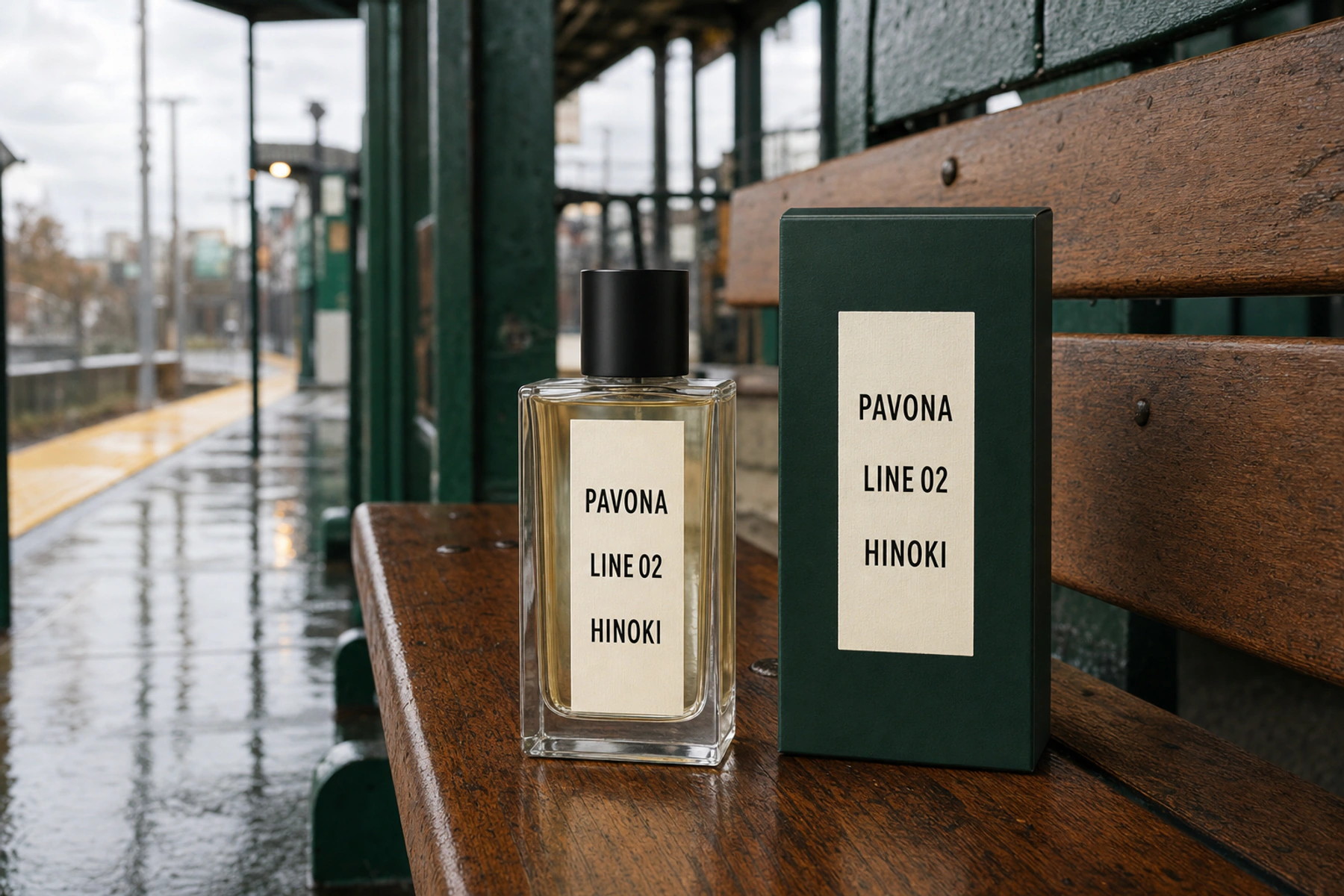 삼나무와 녹색 승강장 위 PAVONA LINE 02 HINOKI