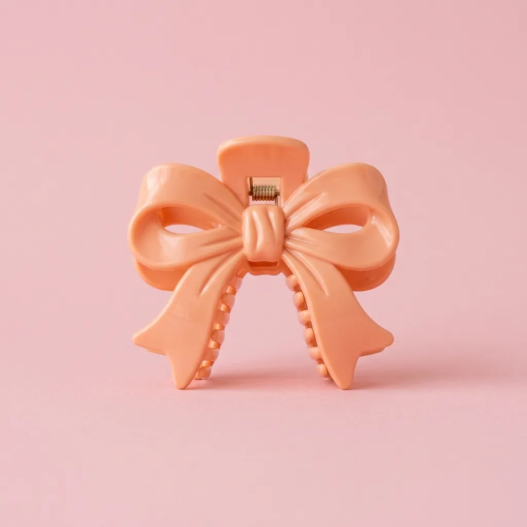 Peach Ribbon Hair Claw