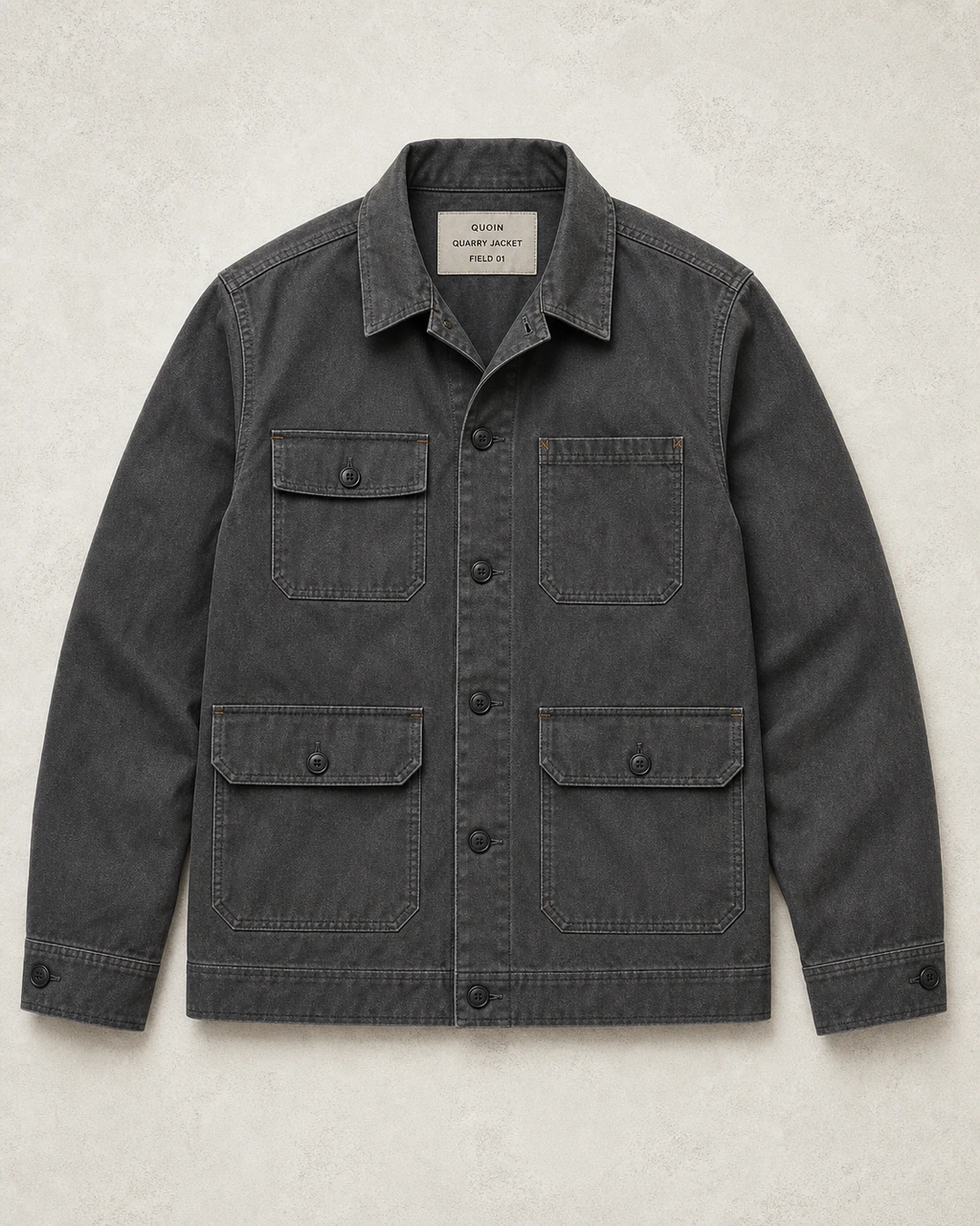 QUOIN Quarry Jacket 차콜 색상 정면