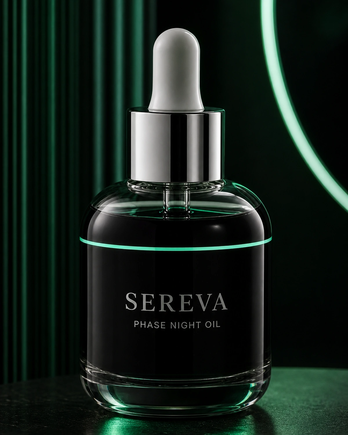 Low oval SEREVA PHASE NIGHT OIL bottle