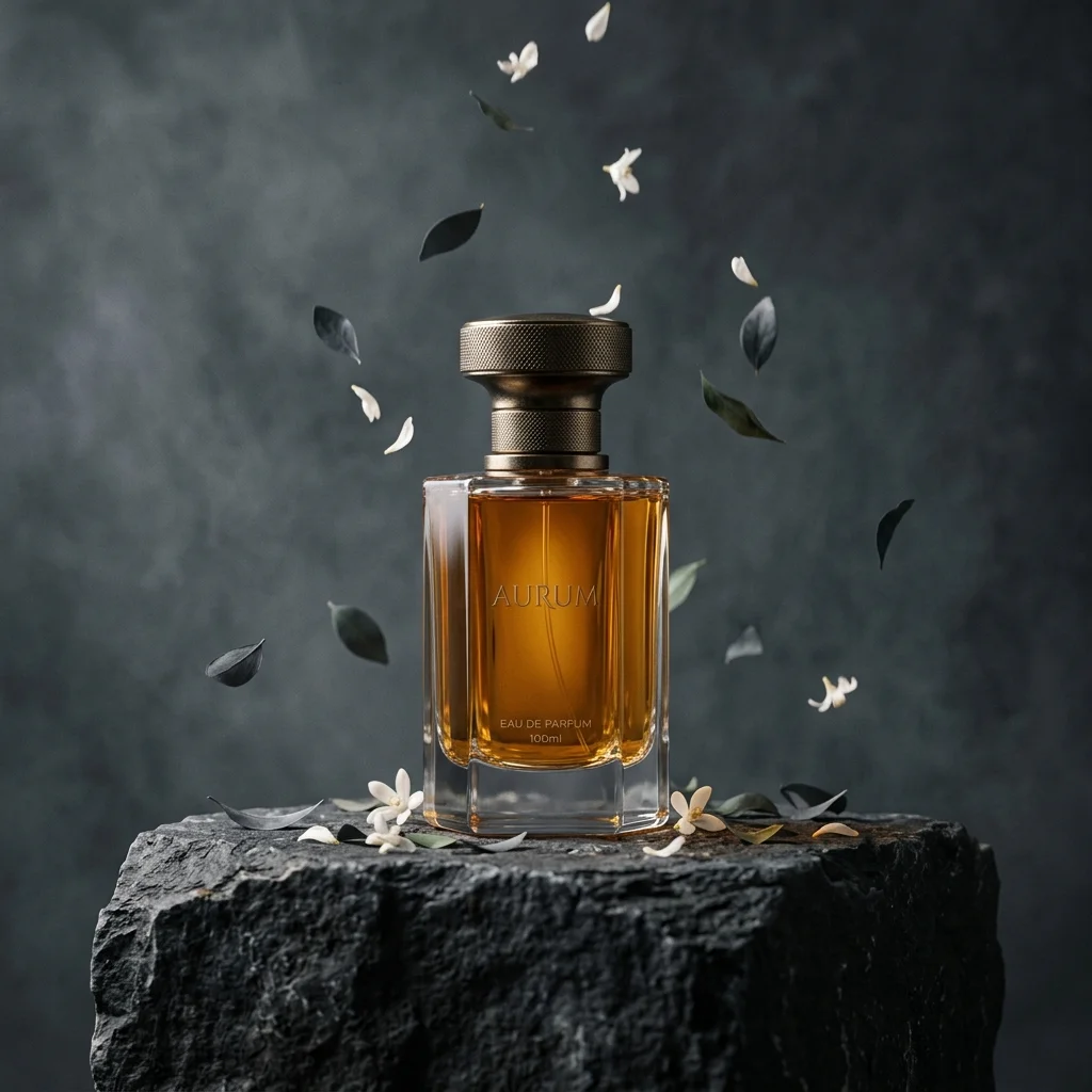 Veil Notes Perfume Bottle on rippling water