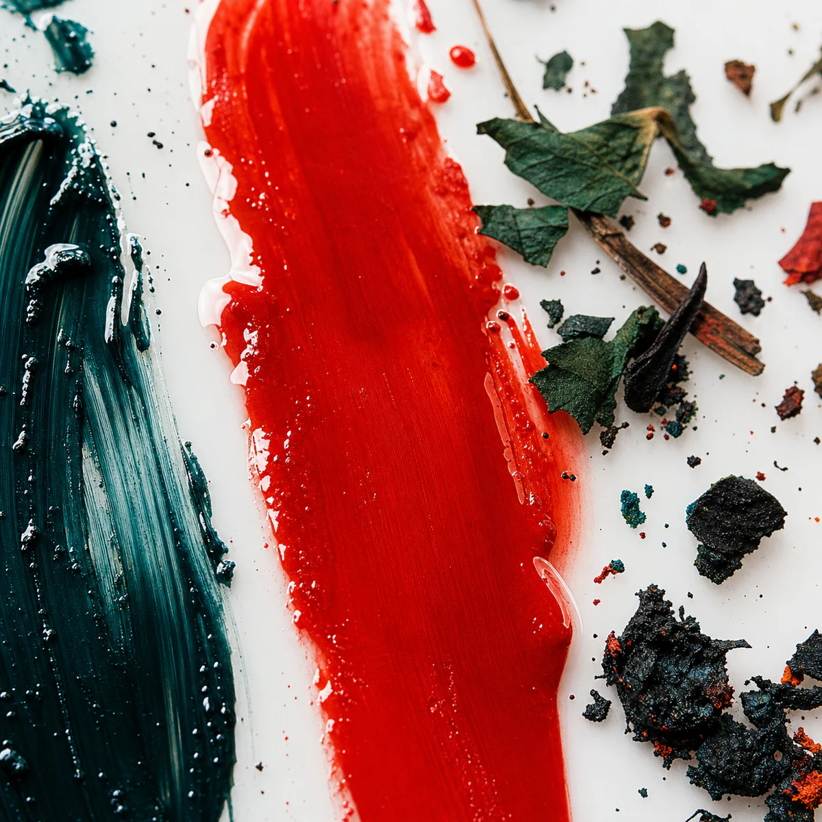 Vermilion pigment texture with botanical color material