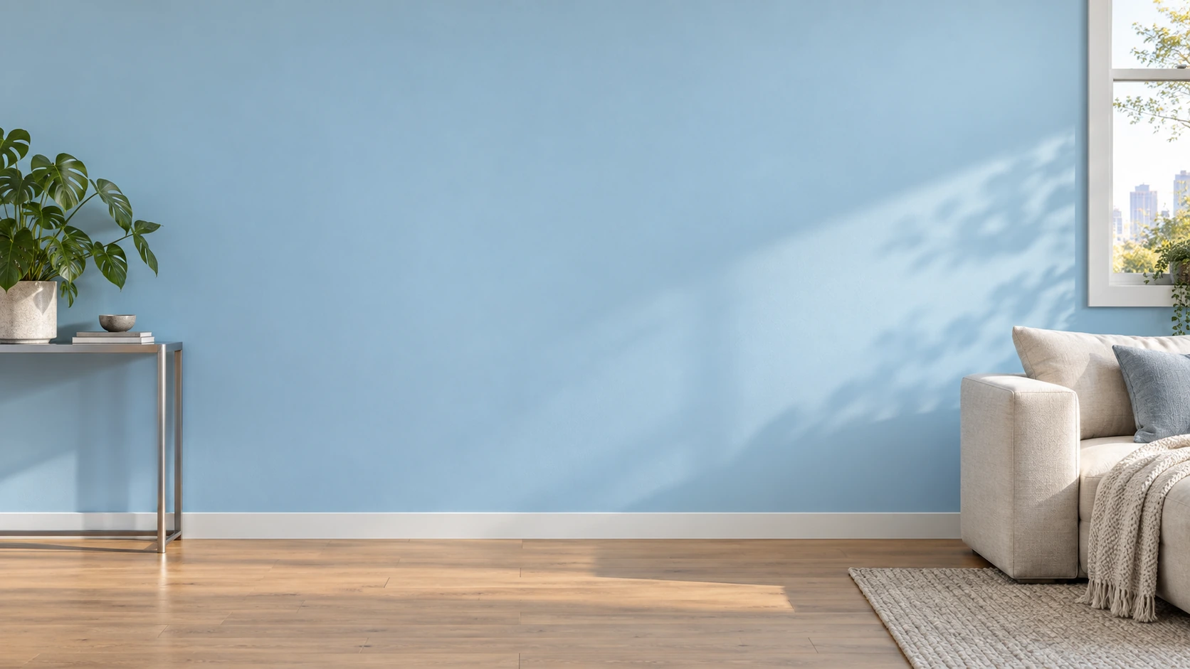 WALLTAIL modular cat wall route planner on a powder blue living-room wall